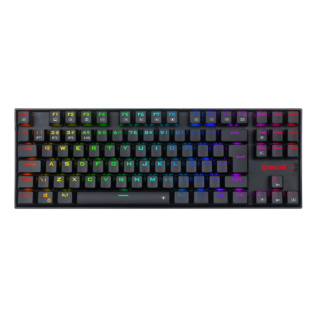 Teclado Mecânico Gamer sem fio Redragon Kumara Pro - ABNT2 - Bluetooth ou 2.4GHz - RGB - Switch Marrom - K552RGB-BRS-B-BROWN