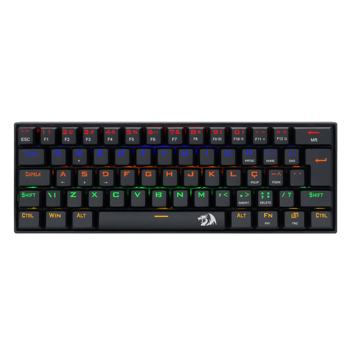 Teclado Mecânico Gamer Redragon Lakshmi - ABNT2 - Iluminação Rainbow - Switch Azul - Preto - K606R-BLUE