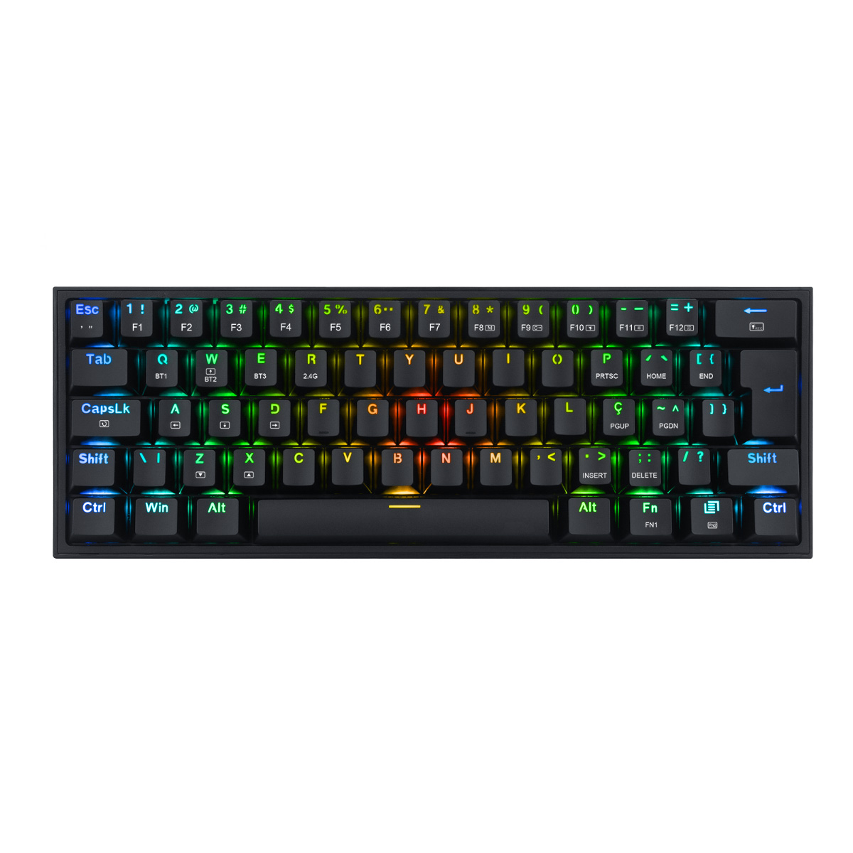 Teclado Mecânico Gamer sem fio Redragon Fizz Pro - ABNT2 - Bluetooth ou 2.4GHz - RGB - Switch Azul - K616-RGB-B-BLUE