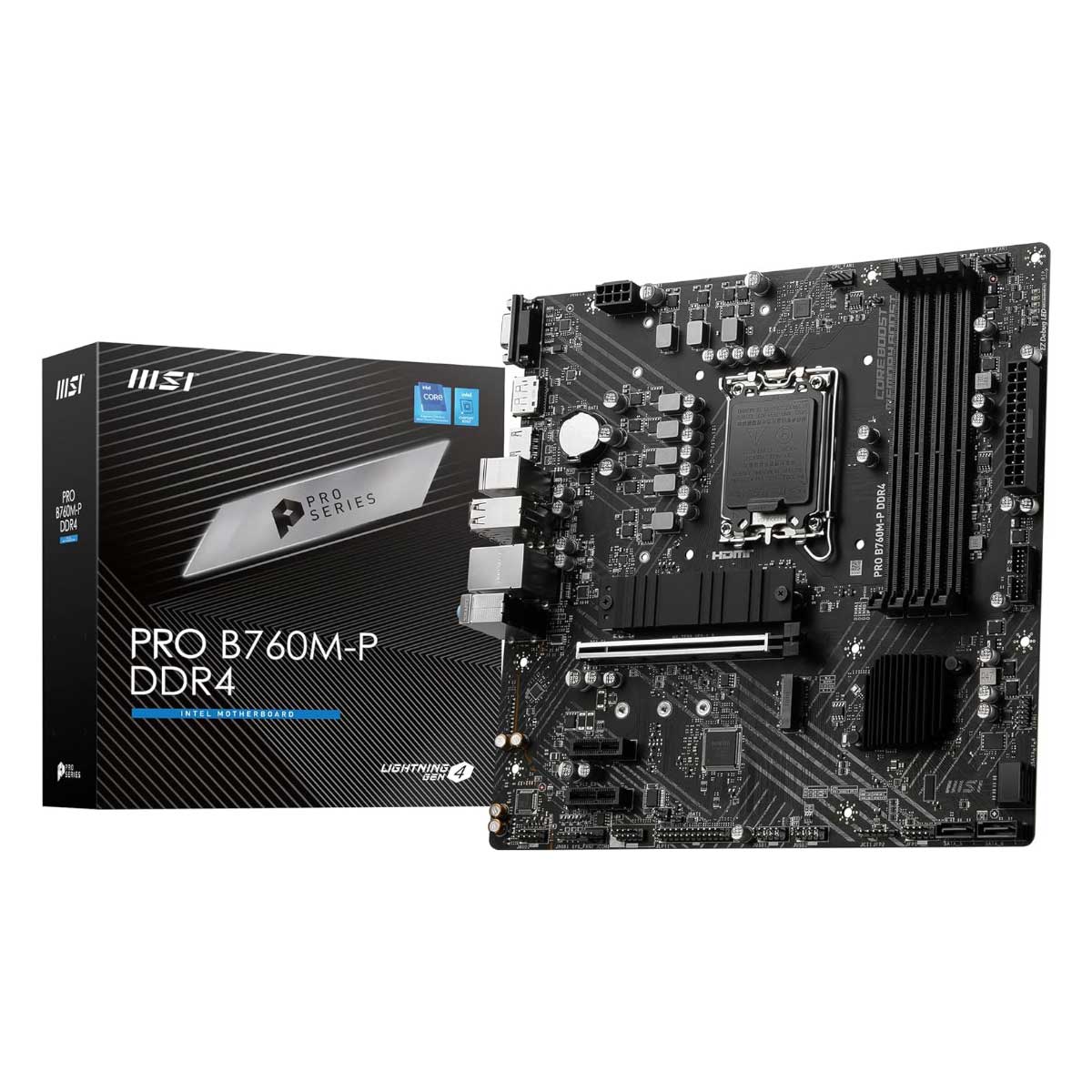 Placa Mãe MSI B760M-P Pro (LGA 1700 - DDR4 4800 O.C) - Chipset B760 - USB 3.2 - Slot M.2 Lightning Gen4 - Micro ATX