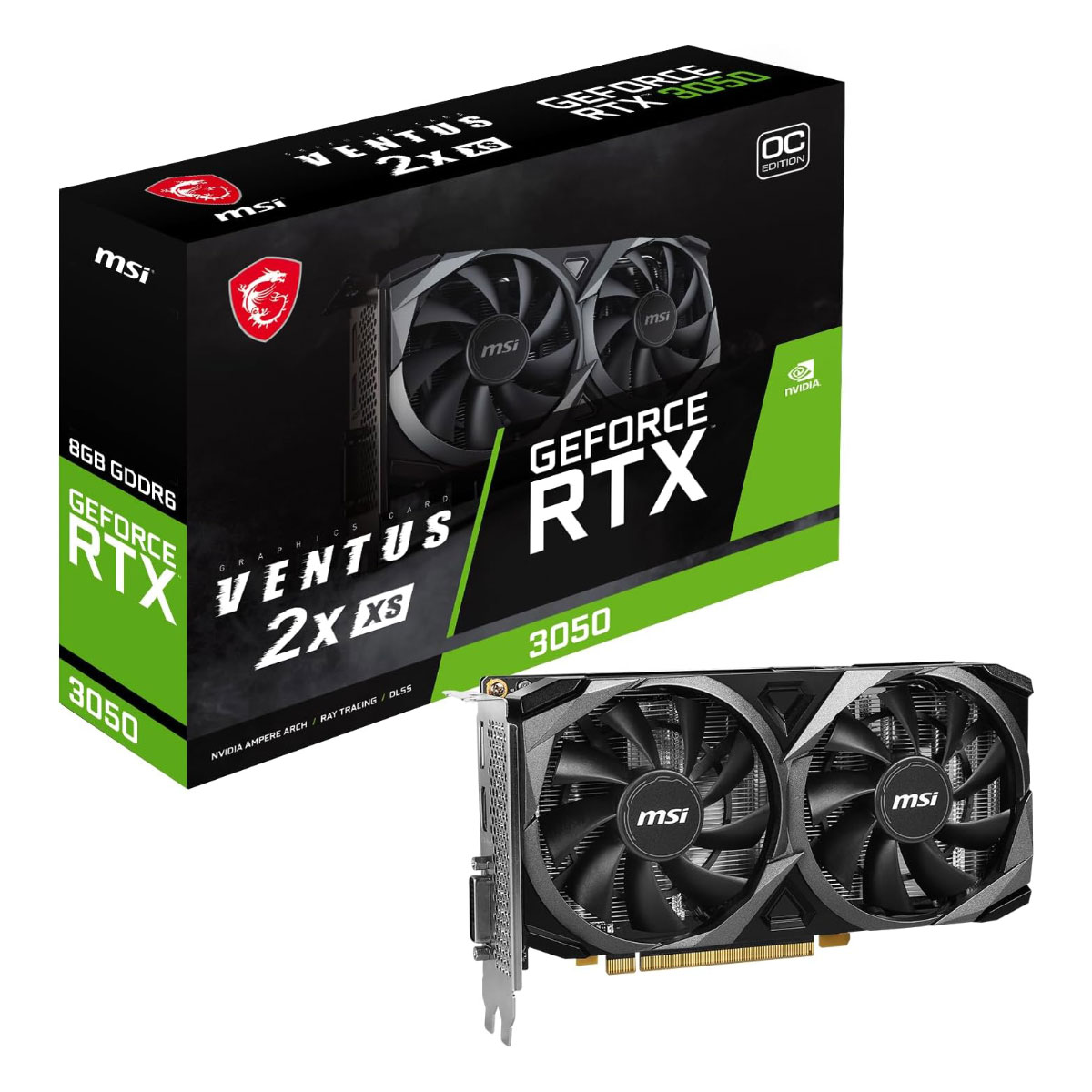 Placa de Vídeo GeForce RTX 3050 8GB GDDR6 128bits - MSI Ventus 2X XS OC - 912-V809-4266