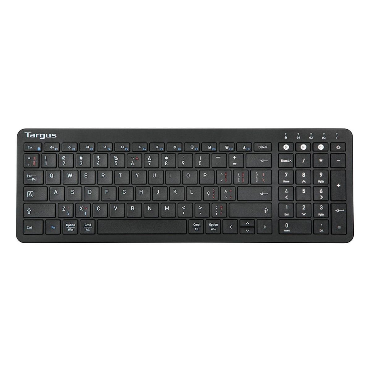 Teclado sem Fio Targus AKB863 Antimicrobiano - Bluetooth ou Receptor USB - ABNT2 - Preto