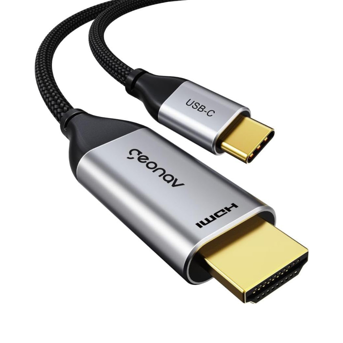 Cabo Conversor USB-C para HDMI 2.0 - 1,8 metros - Cinza e Preto - Geonav UCA08