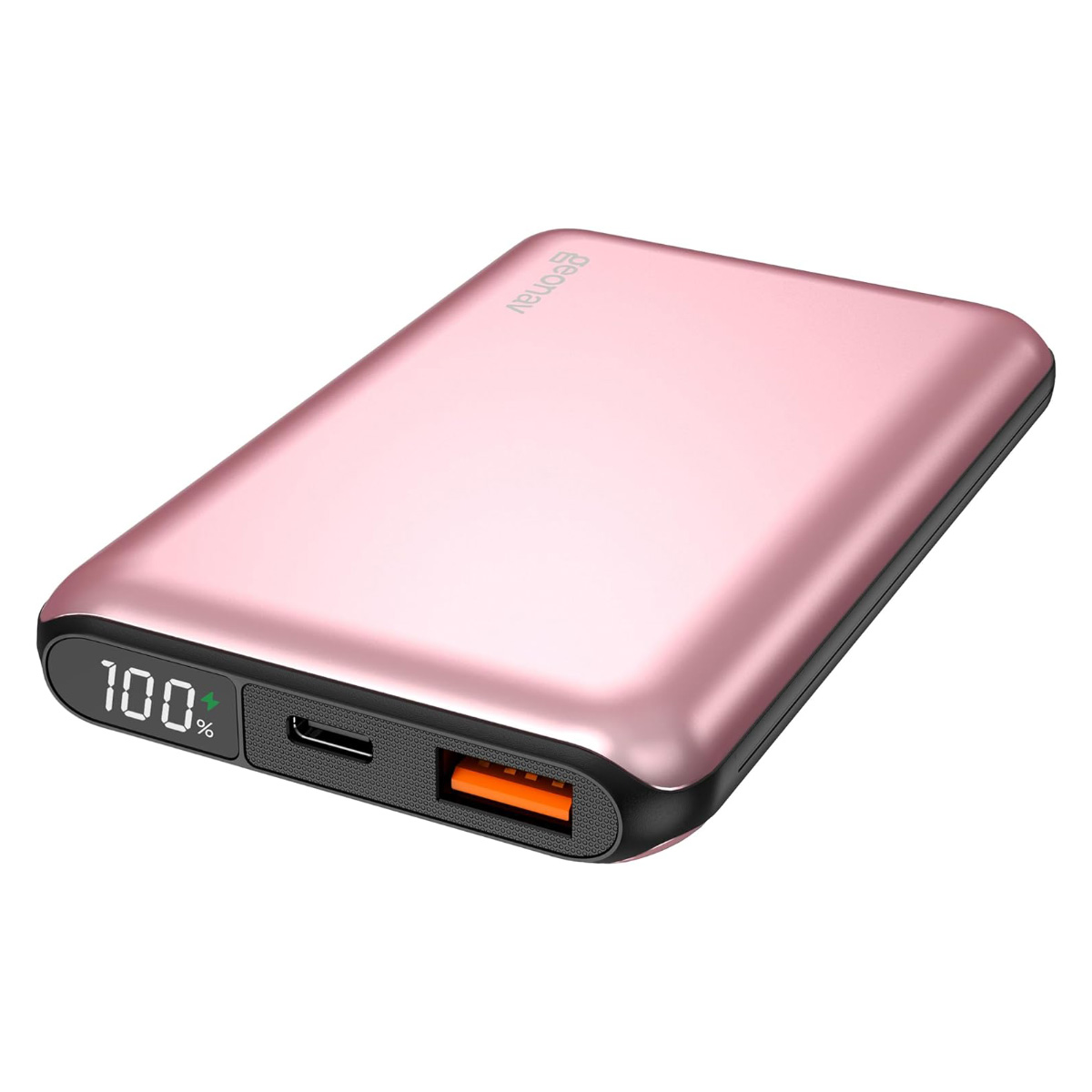 Power Bank Carregador Portátil Universal Geonav PB10K20WRG - Com Display - 10000 mAh - Carregamento Rápido - USB-C e USB - Rose Gold