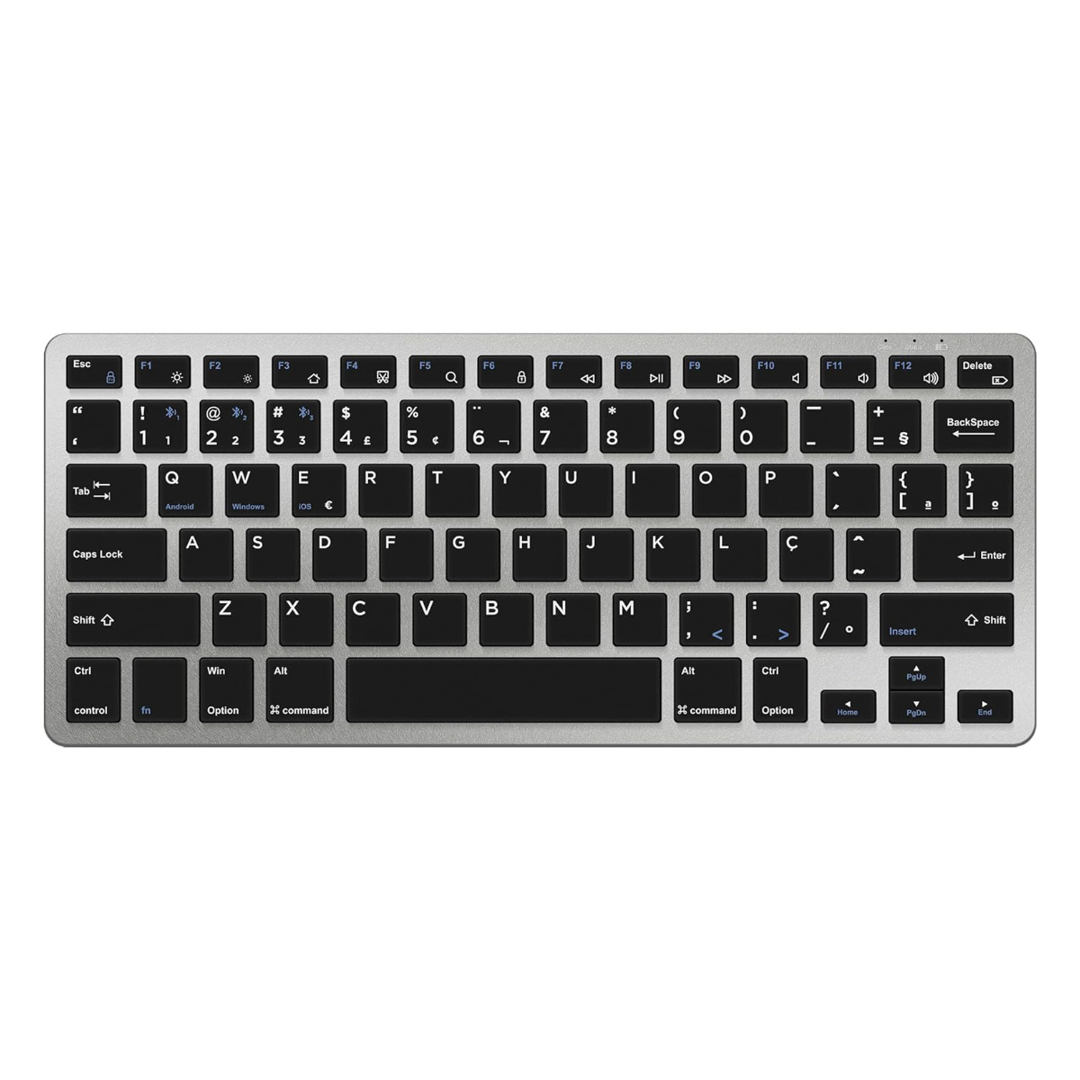 Teclado sem Fio Geonav OFTCW02SG Multidispositivos - Bluetooth - Para Computador, Tablet e Telefone - ABNT2 - Cinza