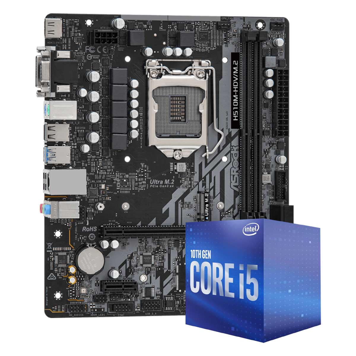 Kit Upgrade Processador Intel® Core™ i5 10400F + Placa Mãe Asrock H510-HDV M.2