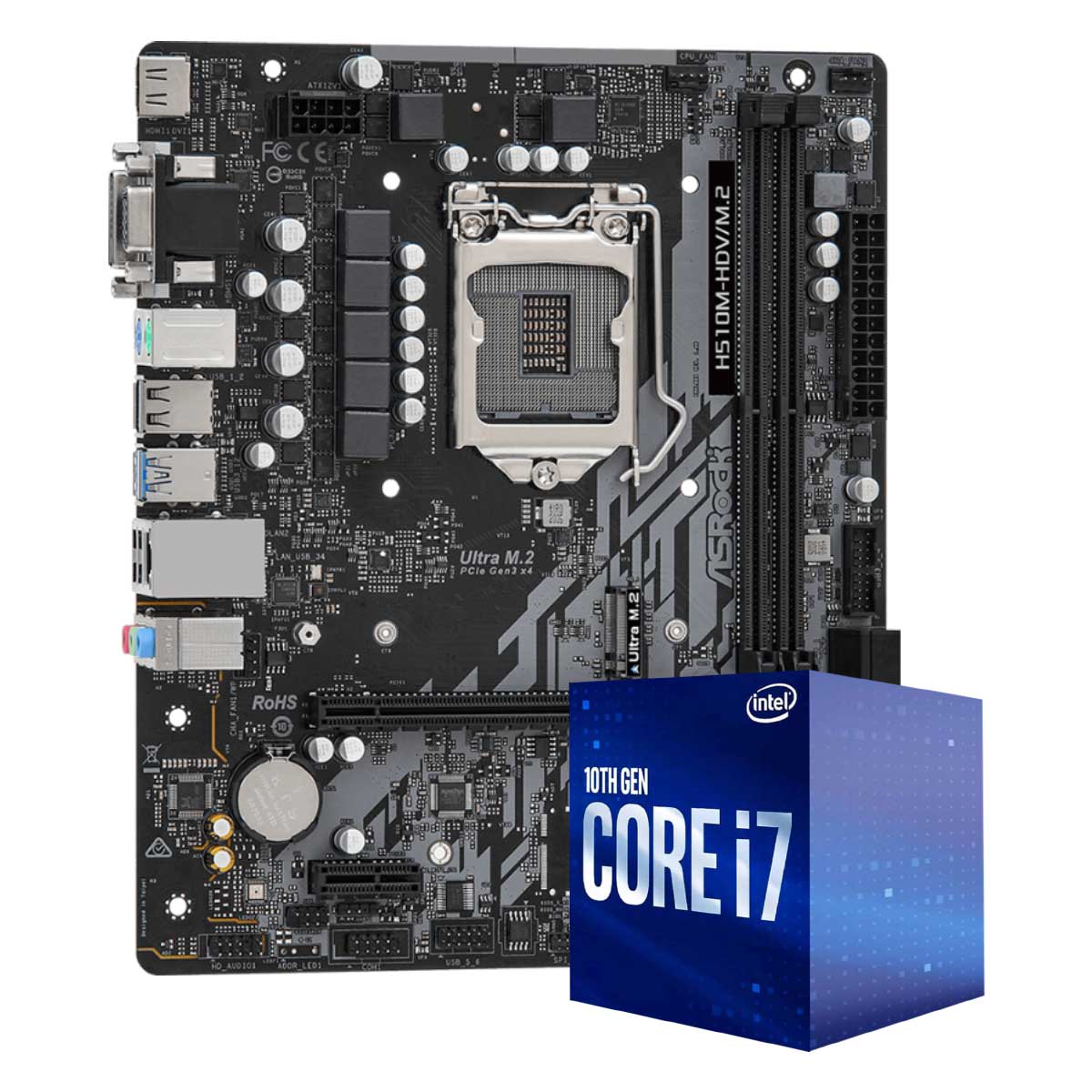 Kit Upgrade Processador Intel® Core™ i7 10700F + Placa Mãe Asrock H510-HDV M.2