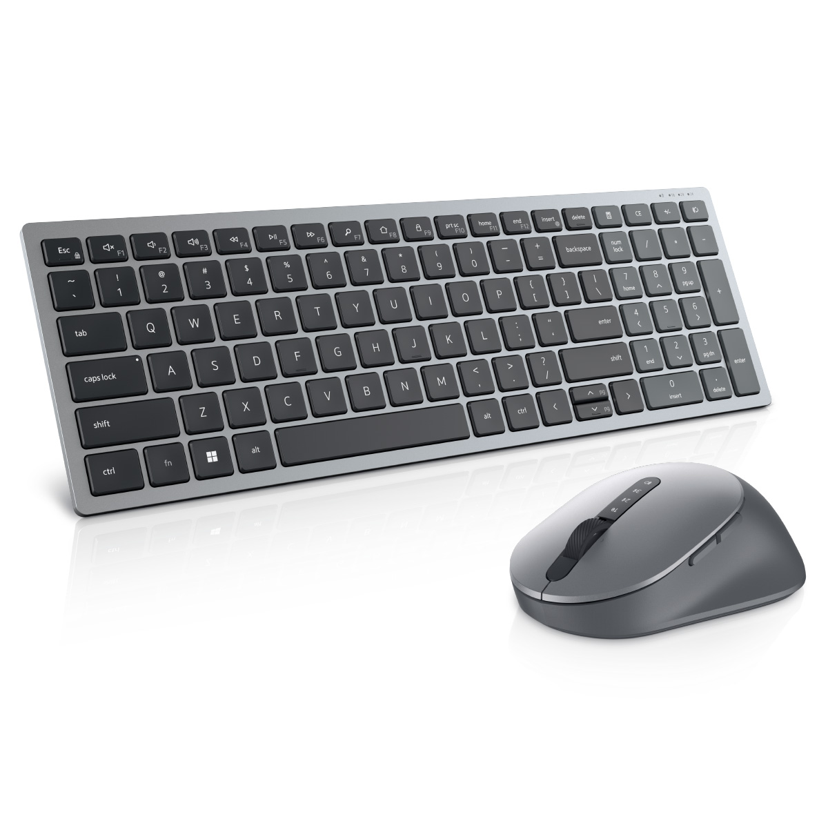 Kit Teclado e Mouse sem Fio Dell KM7120W - ABNT2 - 1600dpi - Multi-Dispositivos - Bluetooth ou Receptor USB - Cinza