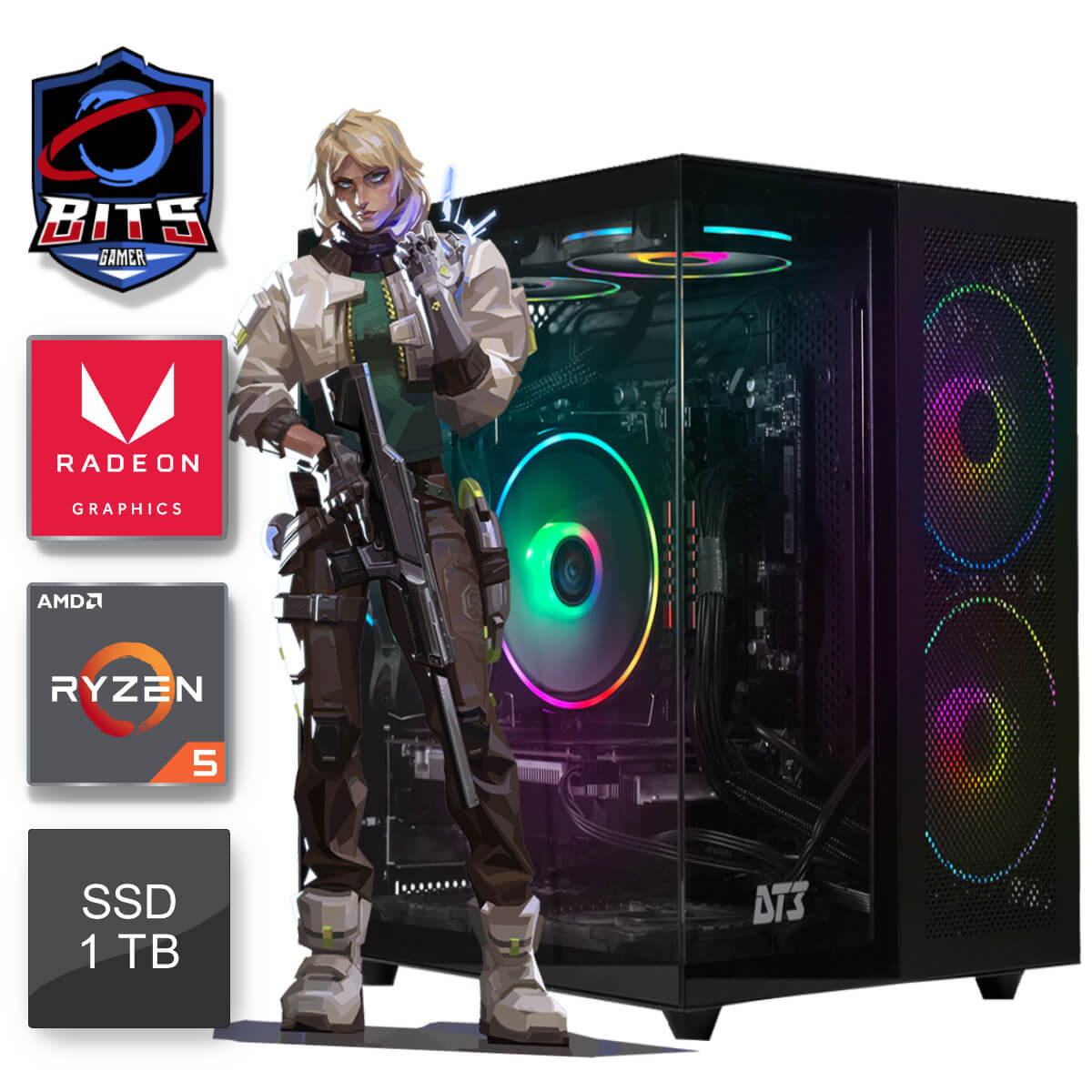 PC Gamer Bits 2025 - Ryzen 5 8600G, 16GB, SSD 1TB, Video Radeon 760M - Windows 11