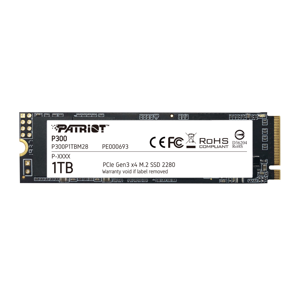 SSD M.2 1TB Patriot P300 - NVMe - Leitura 2100Mb/s - Gravação 1650MB/s - P300P1TBM28