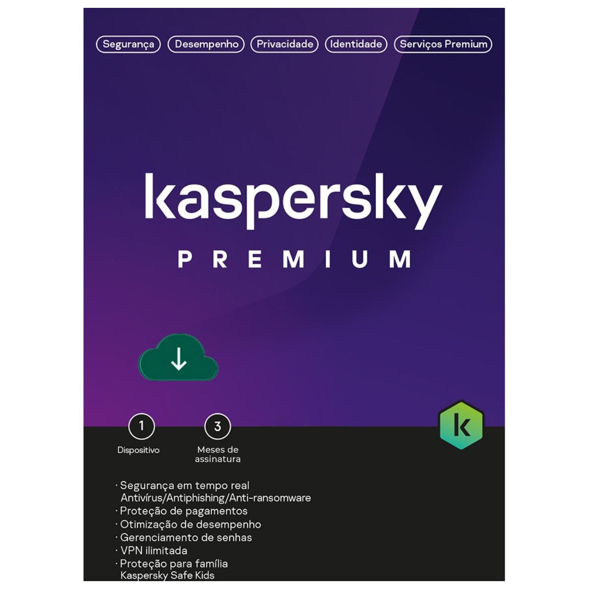Kaspersky Antivírus Premium - Licença de 3 meses - para 1 dispositivo - Versão Download