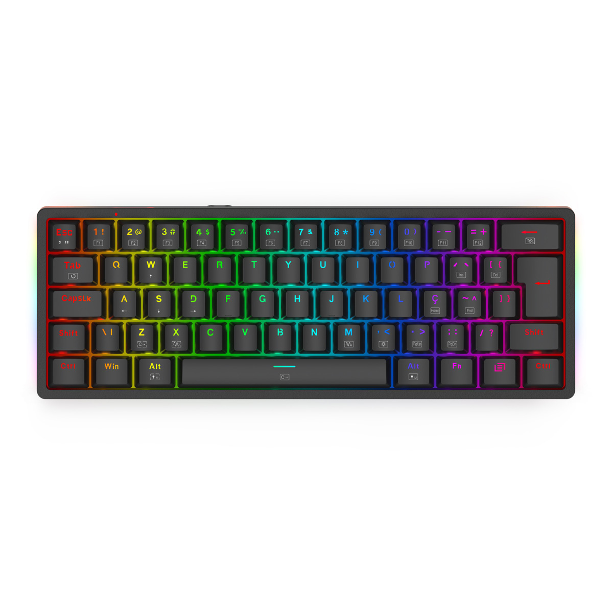 Teclado Mecânico Gamer Redragon Akali - ABNT2 - Iluminação RGB - Switch Marrom - Preto - K642-RGB