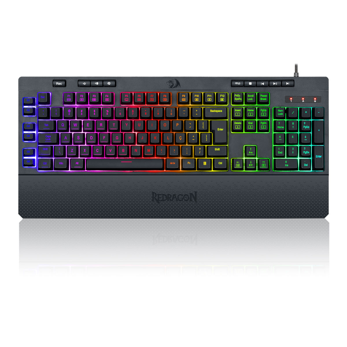 Teclado Gamer Redragon Shiva K512RGB - ABNT2 - Teclas Multimídia - LED RGB - Apoio de Punho