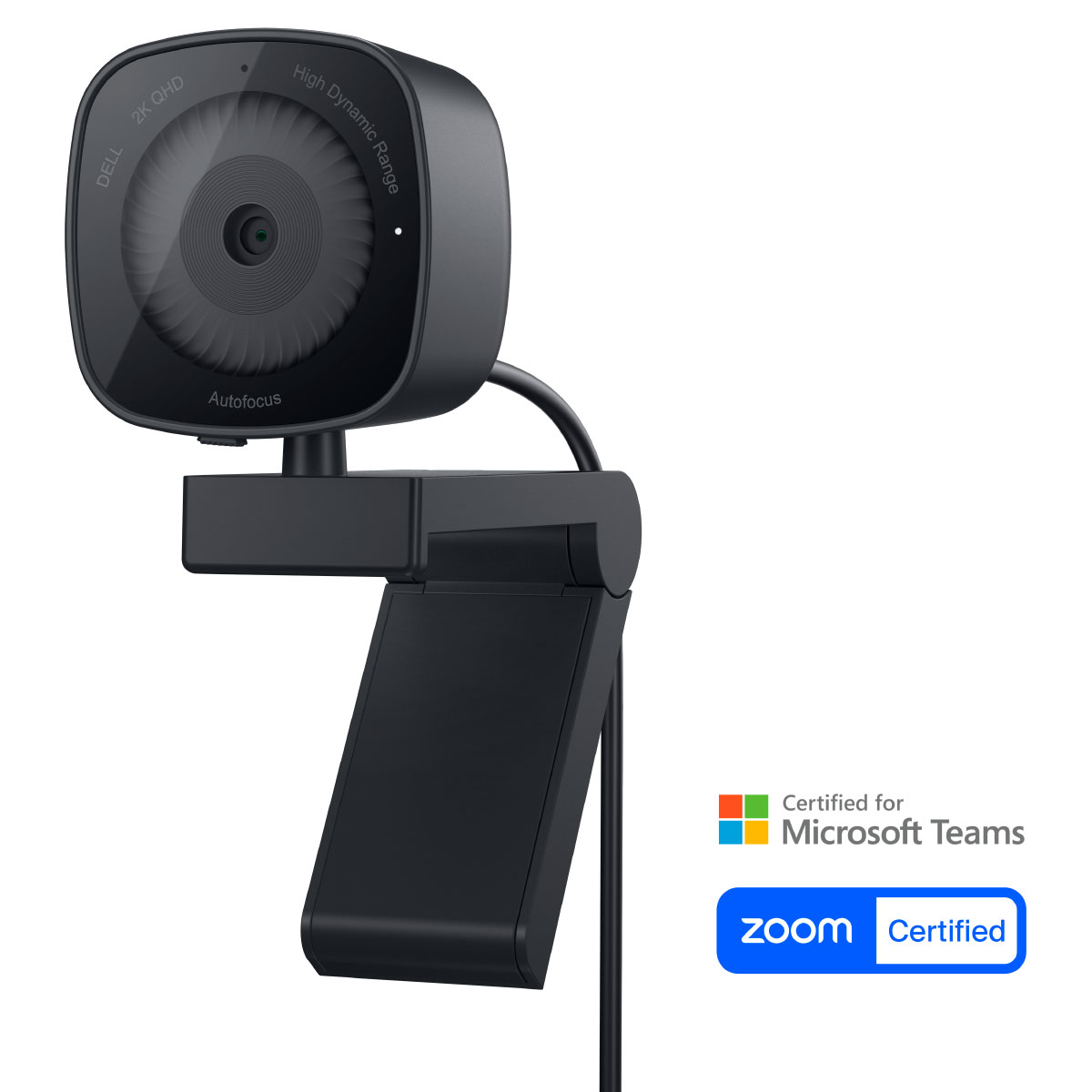 Webcam Dell WB3023 2K QHD - Zoom Digital - Foco Automático - Redução de Ruído - Preta