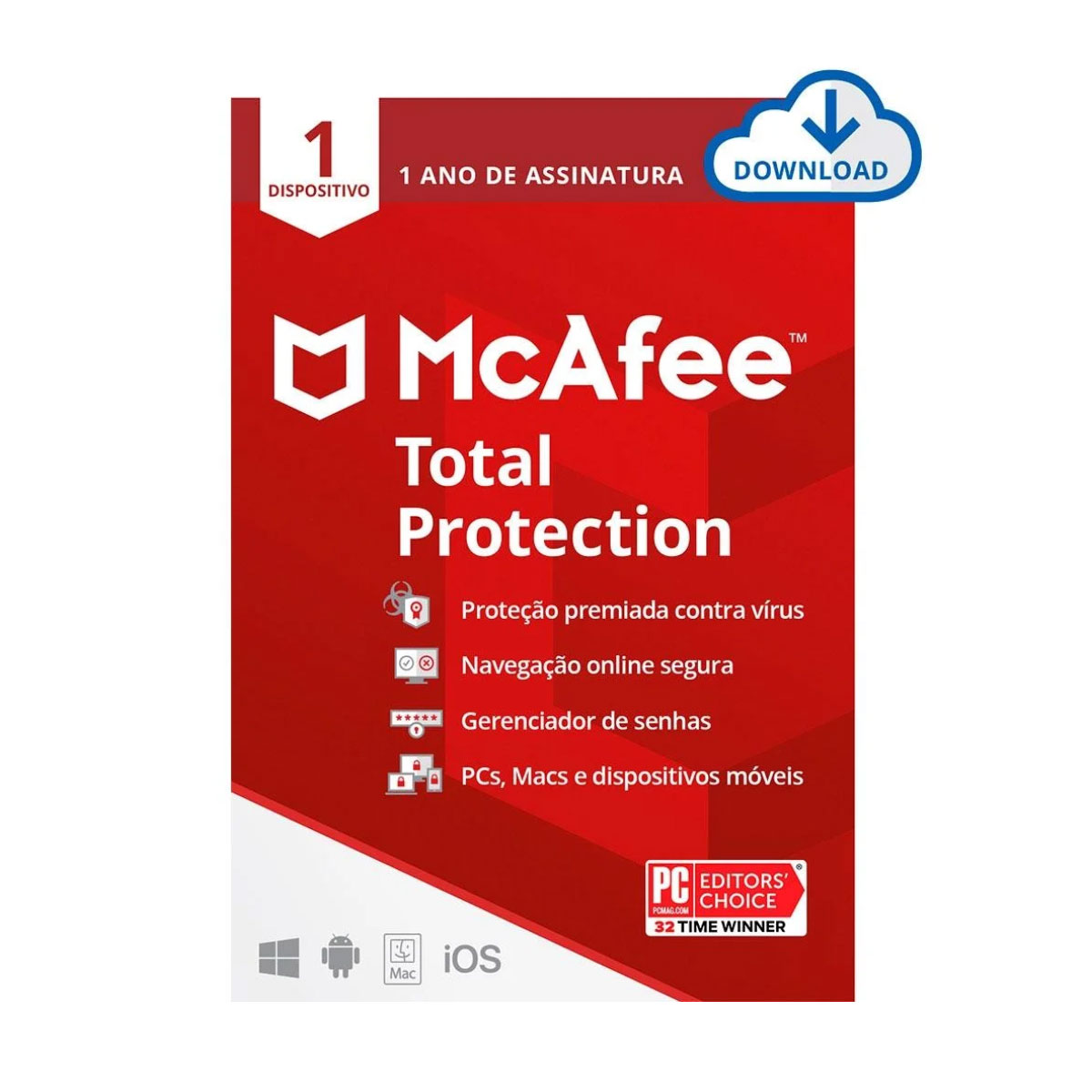 McAfee Antivírus Total Protection - Licença de 1 ano - 1 Dispositivo - ESD - Versão Download
