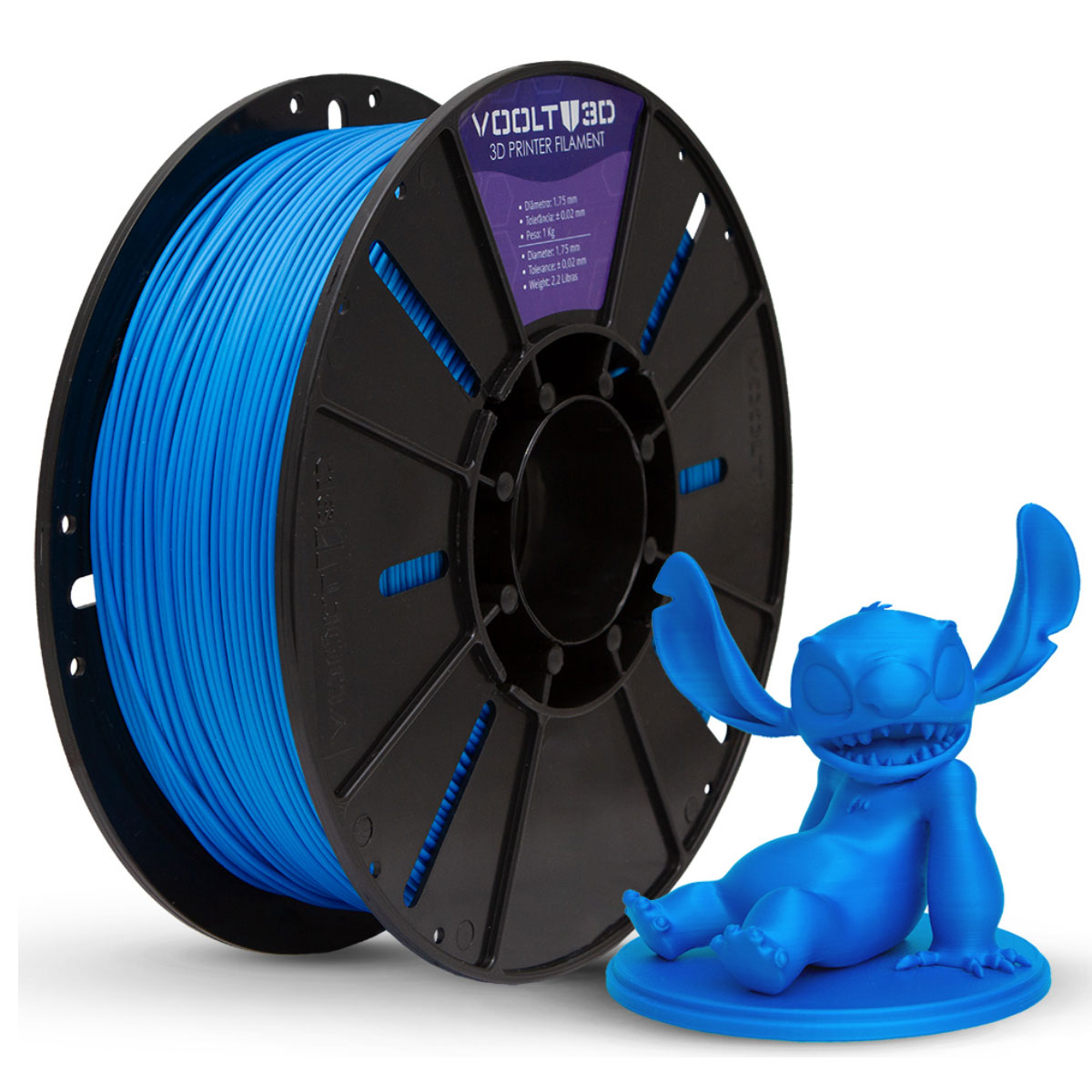 Filamento Para Impressora 3D - PLA Azul Velvet - 1Kg - 1,75mm - Voolt3D