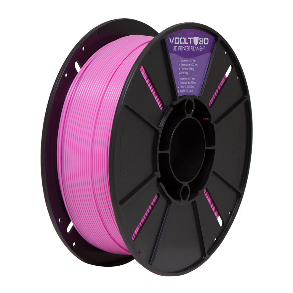 Filamento Para Impressora 3D - ABS Rosa - 1Kg - 1,75mm - Voolt3D