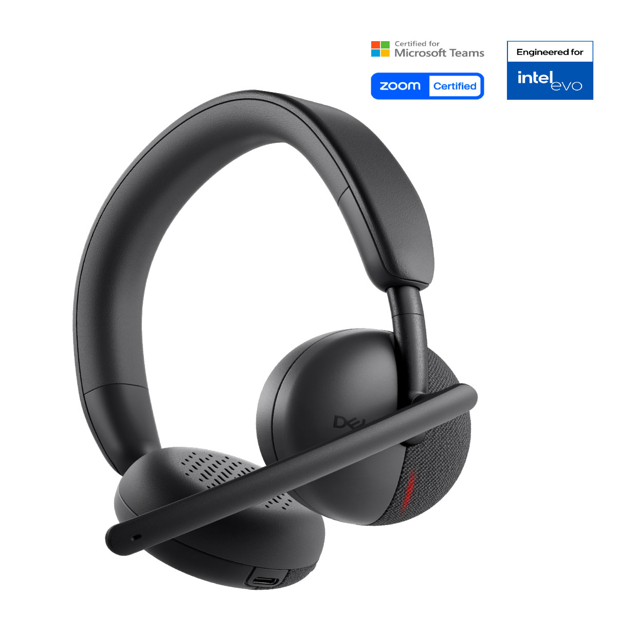 Headset sem Fio Dell WL3024 - Bluetooth ou USB - Microfone - Cancelamento de Ruído Ativo - Preto