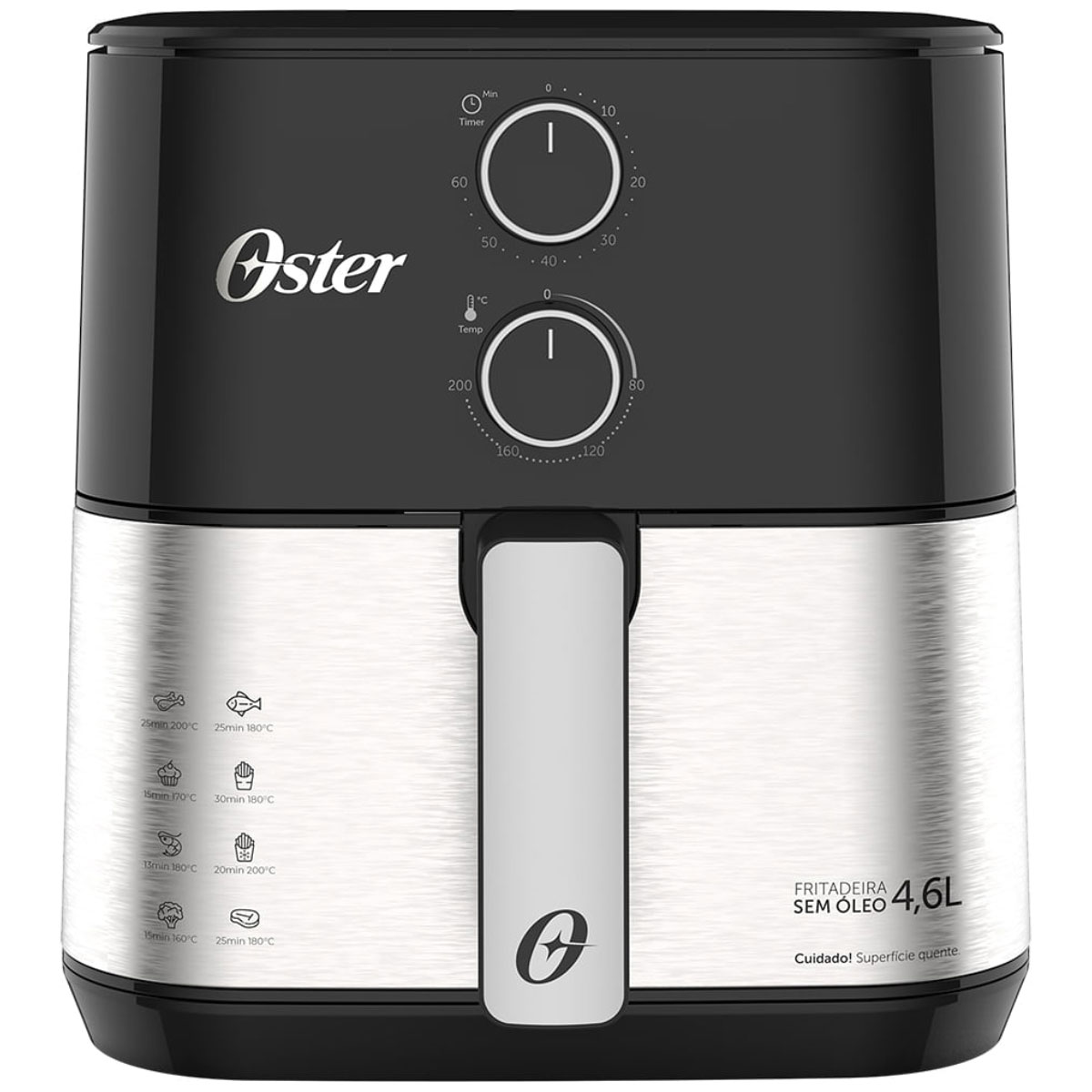 Fritadeira Airfryer Oster Inox Compact - 127V - 4,6 Litros - 1500W - Preta - OFRT520-110V