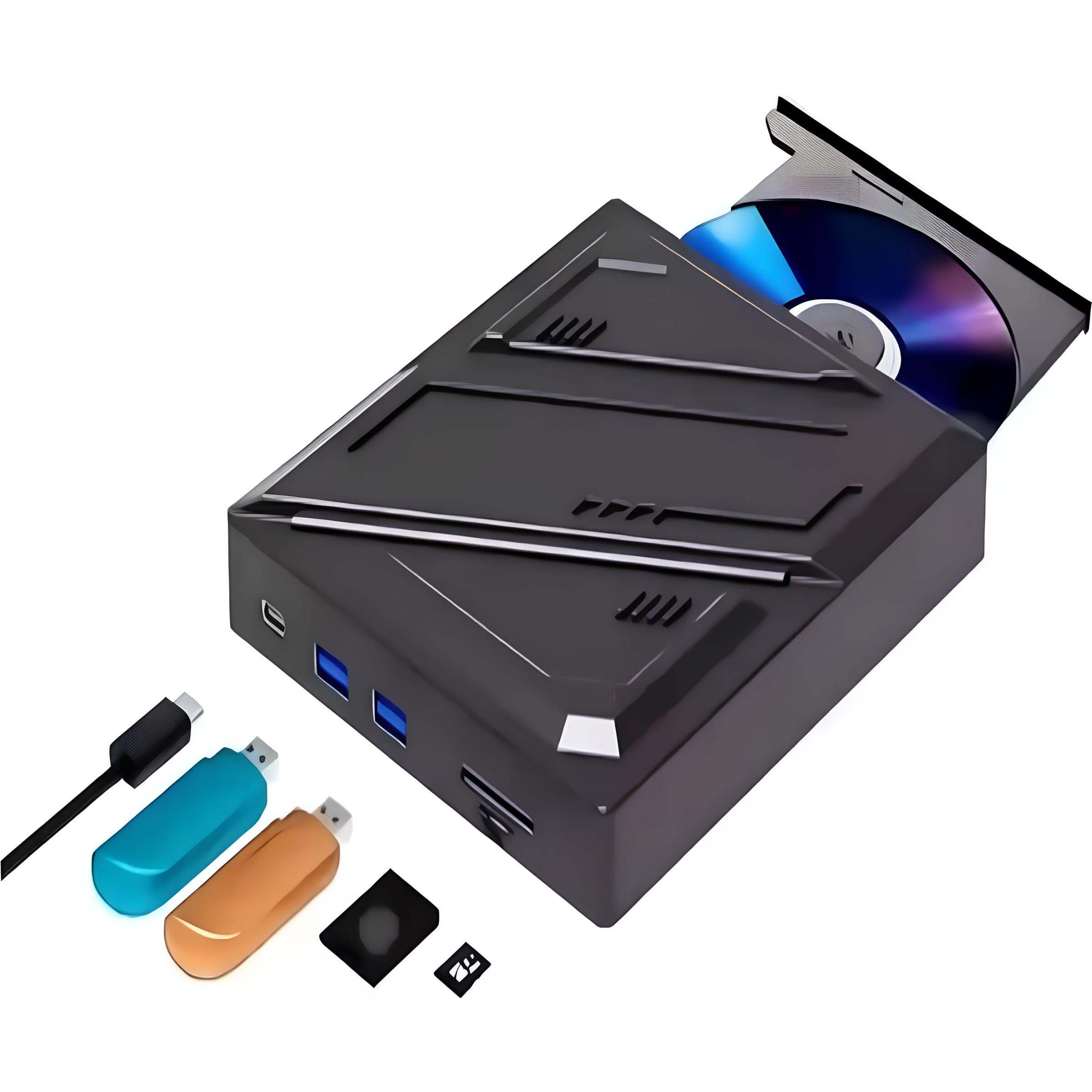 Gravador DVD Externo Knup - Portátil - USB - USB-C - Cartão SD - DVD0020KP