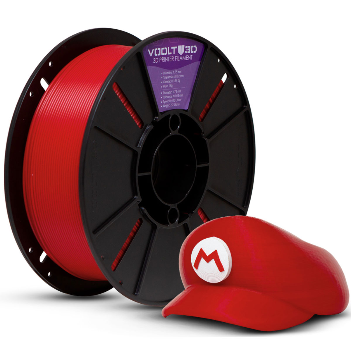 Filamento Para Impressora 3D - PLA Vermelho - 1Kg - 1,75mm - Voolt3D