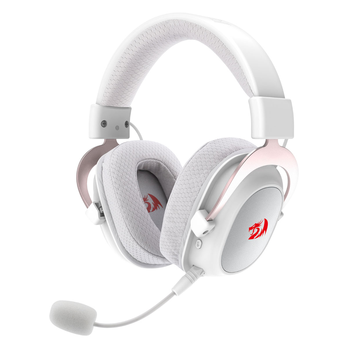 Headset Gamer Redragon Zeus Pro Sakura Edition H510W-PRO - 7.1 Sorround - Driver 53mm - Microfone Destacável - Branco - USB