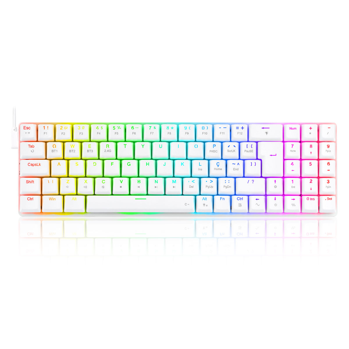 Teclado Mecânico Gamer Redragon Ashe - ABNT2 - RGB Chroma - Switch Blue - Branco - K626-KB-W