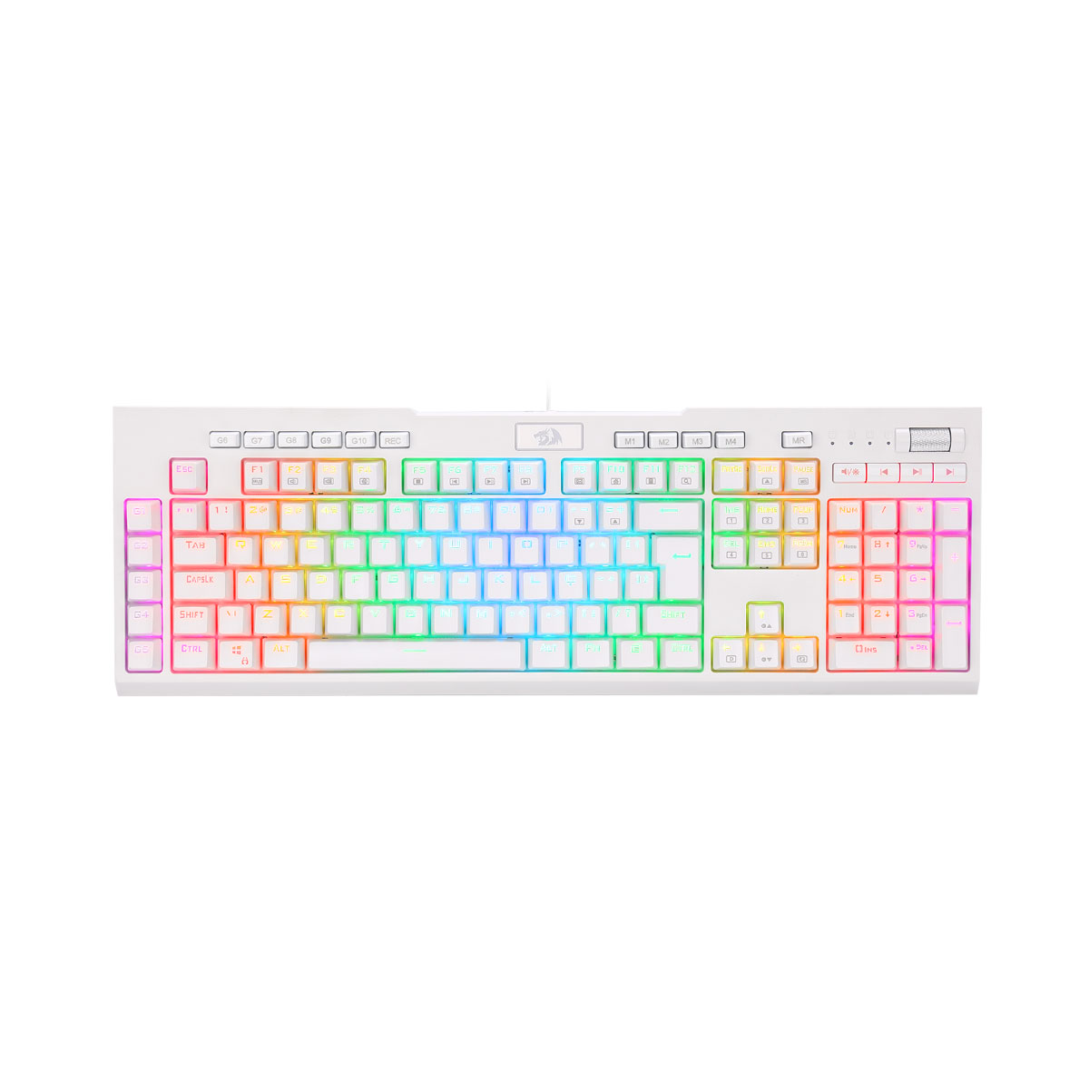 Teclado Mecânico Gamer Redragon Brahma Pro - ABNT2 - RGB Chroma - Switch Red - Branco - K586W-RGB-PRO