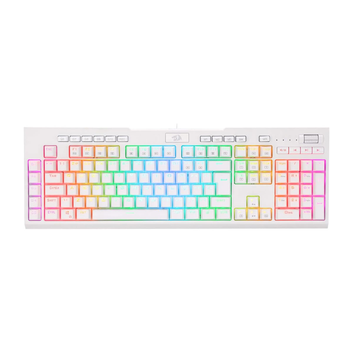 Teclado Mecânico Gamer Redragon Brahma Pro - ABNT2 - RGB Chroma - Switch Marrom - Branco - K586W-RGB-PRO PT-BROWN