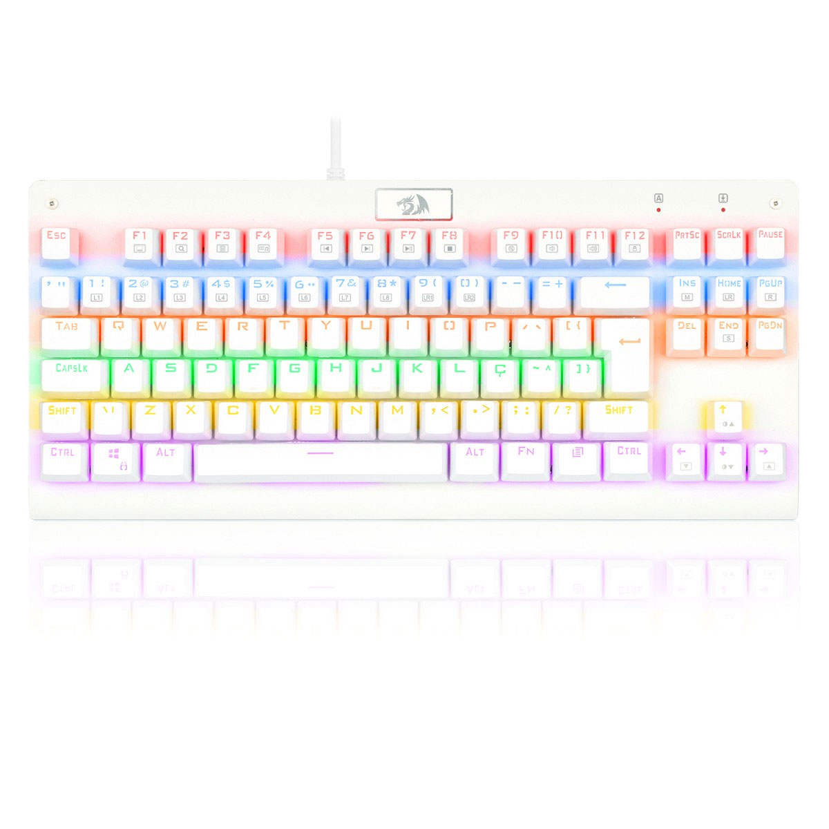 Teclado Mecânico Gamer Redragon Dark Avenger - TKL - Rainbow - Switch Blue - ABNT2 - Branco - K568W-R PT-Blue