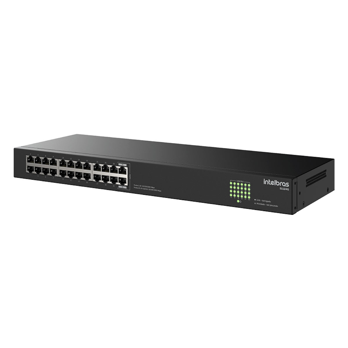 Switch 24 Portas Intelbras S1124G - Gigabit - Rack 1U - QoS - Bivolt