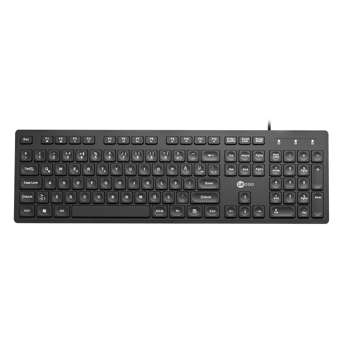 Teclado USB Multimídia Lecoo KB102 - Teclas Baixas - ABNT2 - Preto