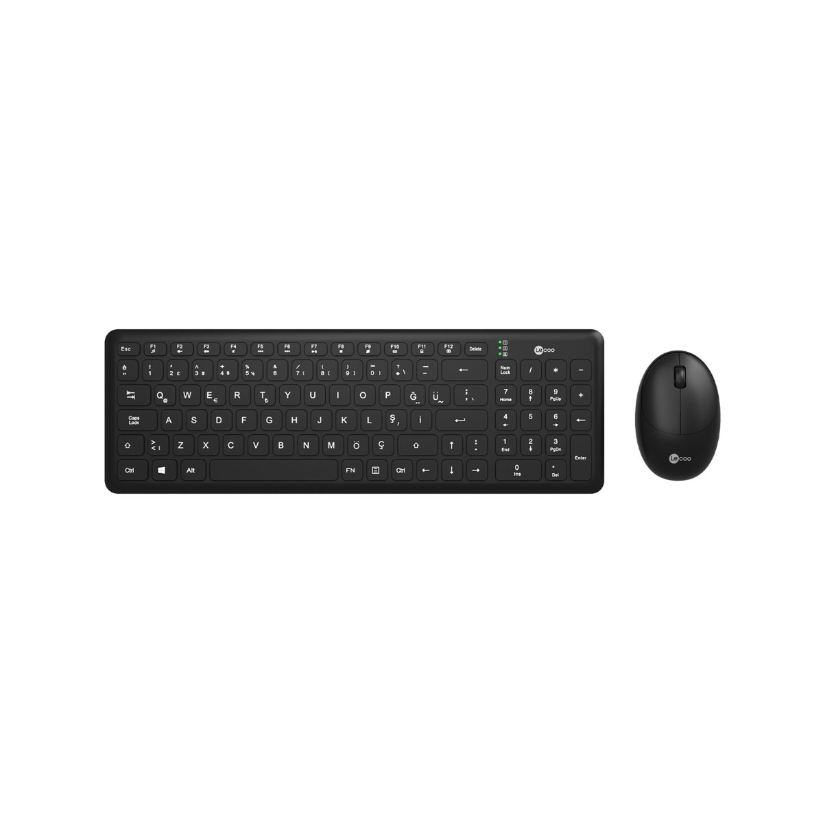 Kit Teclado e Mouse sem Fio Lecoo Wireless KW204 - ABNT2 - Compacto - 2.4GHz Nano USB - 1200dpi - Preto