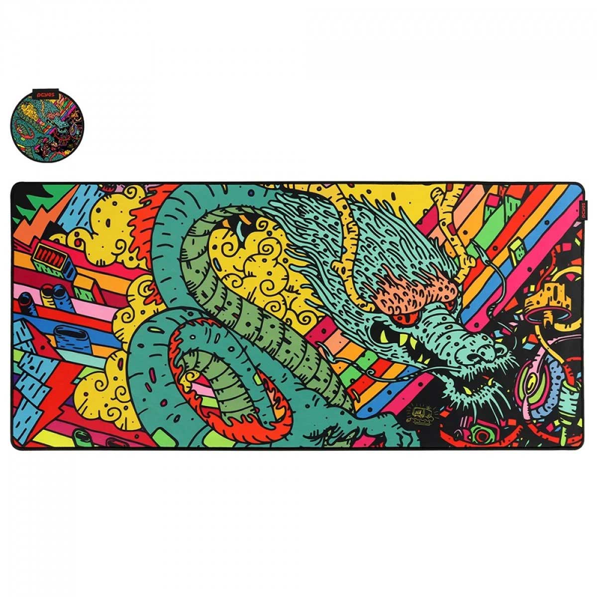Mousepad Gamer PcYes Dragon Extended - Extra Grande 900x420mm - PMD90X42