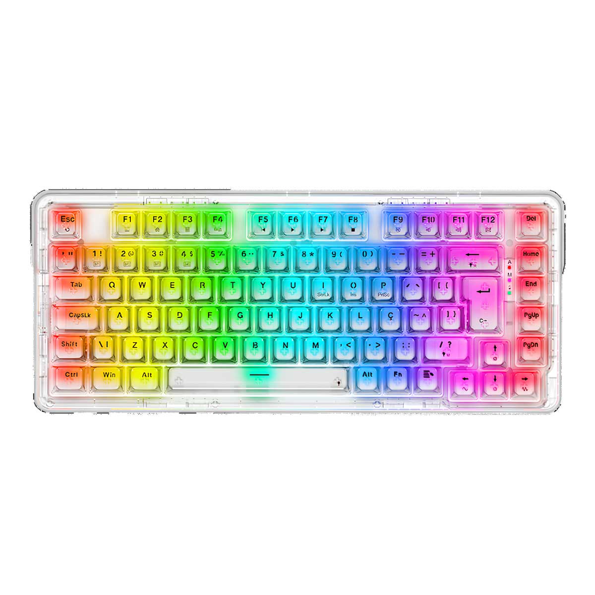 Teclado Mecânico Gamer sem Fio Redragon Elf Pro - ABNT2 - RGB - Switch Crystal - Transparente - K649CT-RGB-PRO