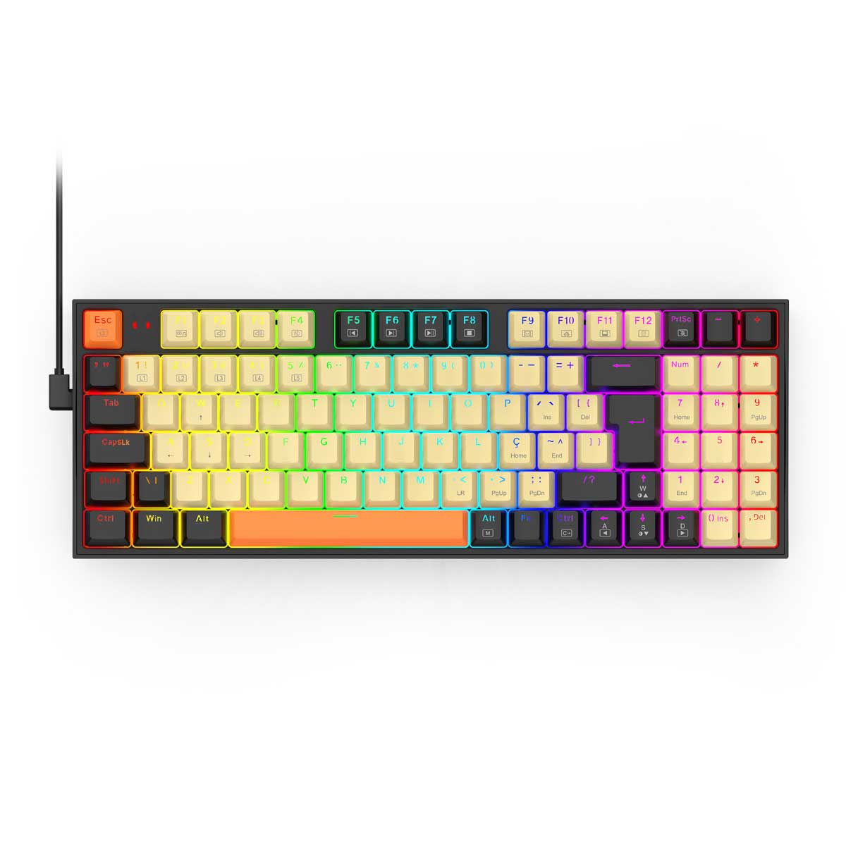 Teclado Mecânico Gamer Redragon Kitava - ABNT2 - RGB - Switch Brown - Preto - K636CLO-RGB