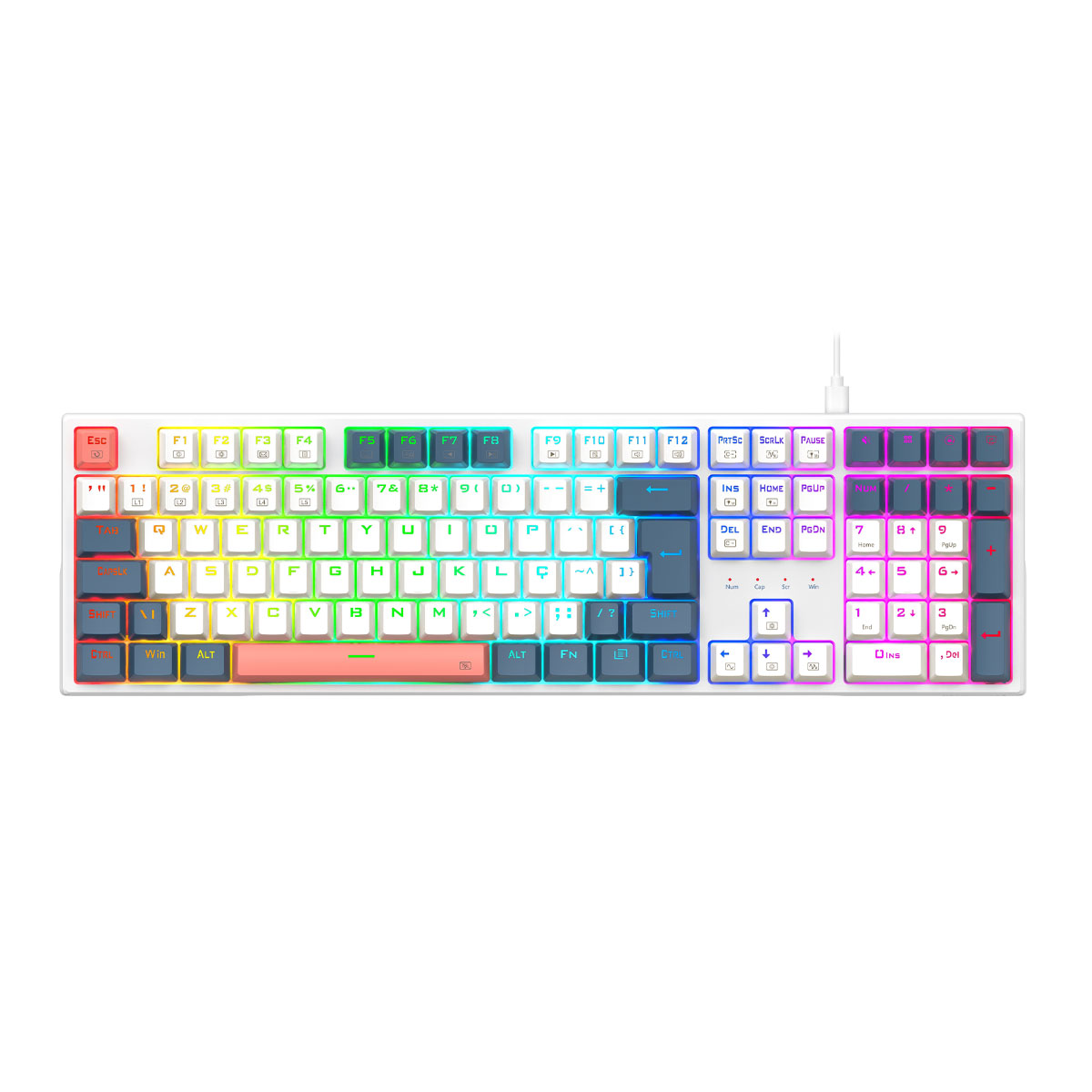 Teclado Mecânico Gamer Redragon Trundle - ABNT2 - Switch Redragon MK II Brown - Keycaps Customizáveis - RGB Chroma Mark II - Branco e Azul - K668WBO-RGB PT-Brown