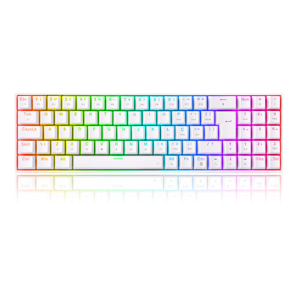 Teclado Mecânico Gamer Redragon Zed Pro Lunar White - ABNT2 - Compacto 78% - Iluminação RGB - Switch Brown - Branco - K627P-WS-W PT-Brown