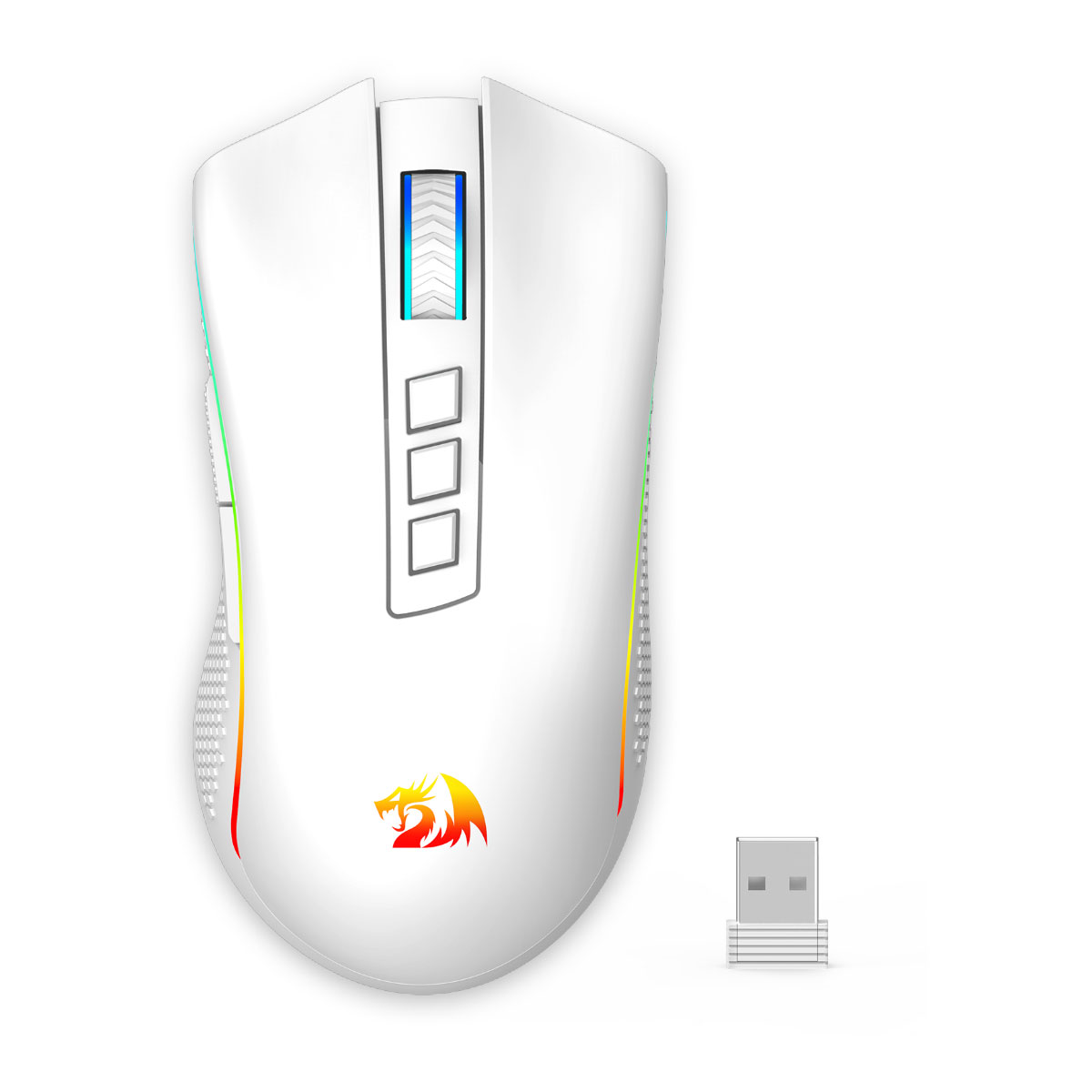 Mouse Gamer Sem Fio Redragon Cobra Pro Lunar White - RGB Chroma Mk.II - 16.000dpi - 8 Botões - USB-C ou 2.4GHz - Bateria Recarregável - M711W-PRO