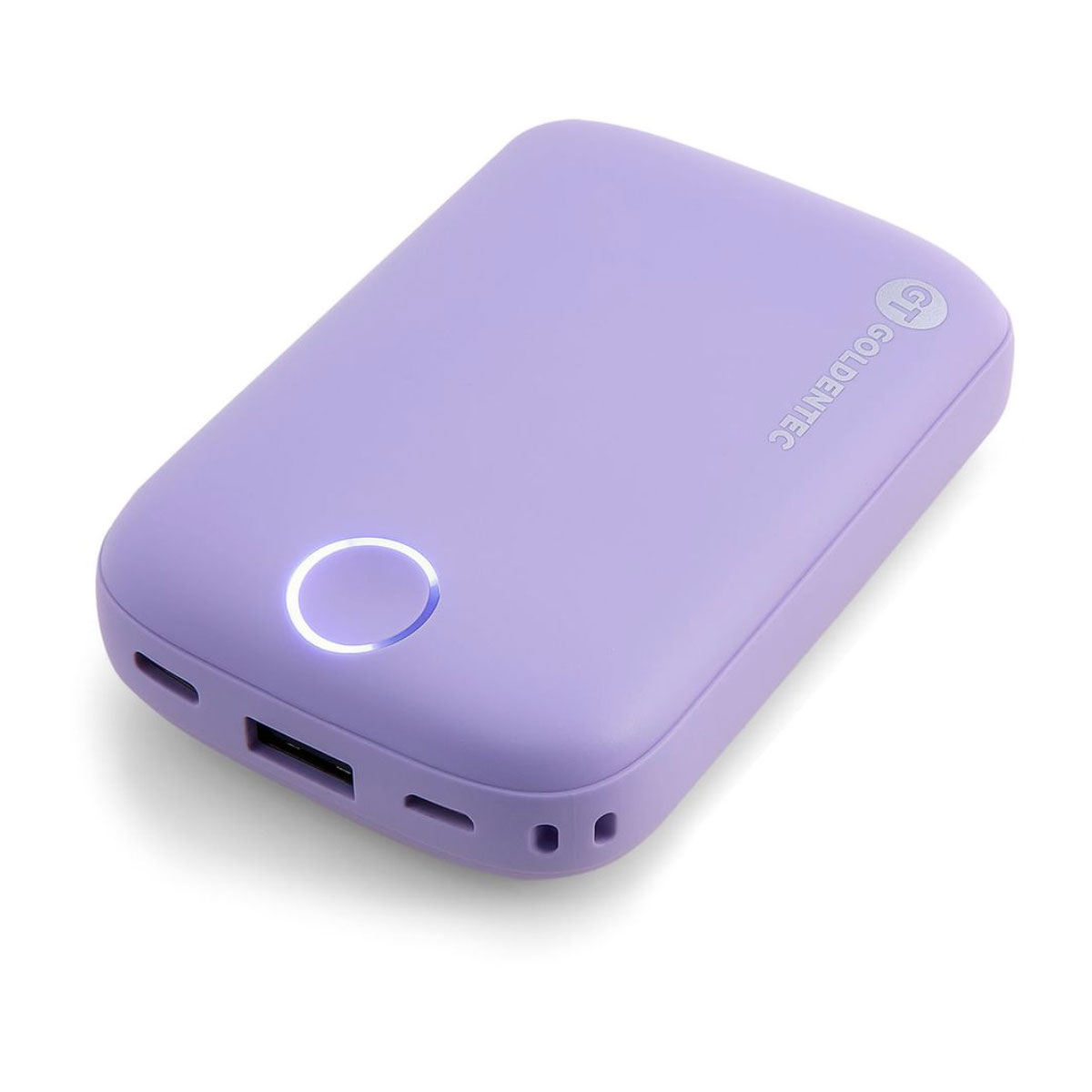 Power Bank Carregador Portátil Universal Goldentec 44296 - 10000 mAh - Carregamento Rápido - USB-C e USB - Roxo