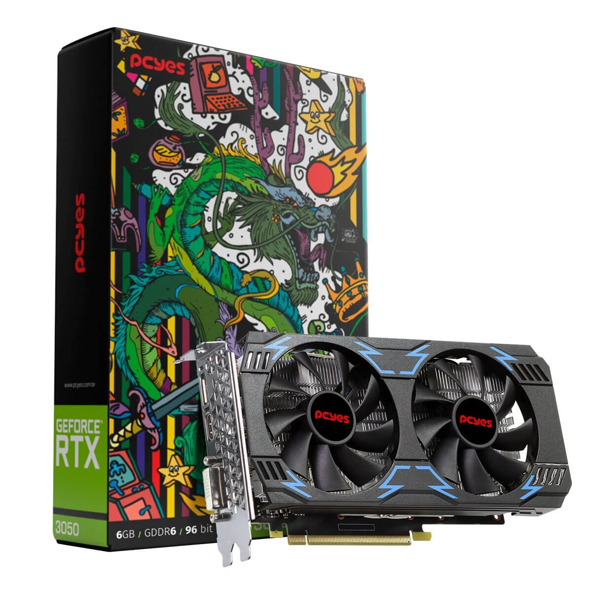 Placa de Vídeo GeForce RTX 3050 6GB GDDR6 96bits - PCYes - PVRTX30506GB