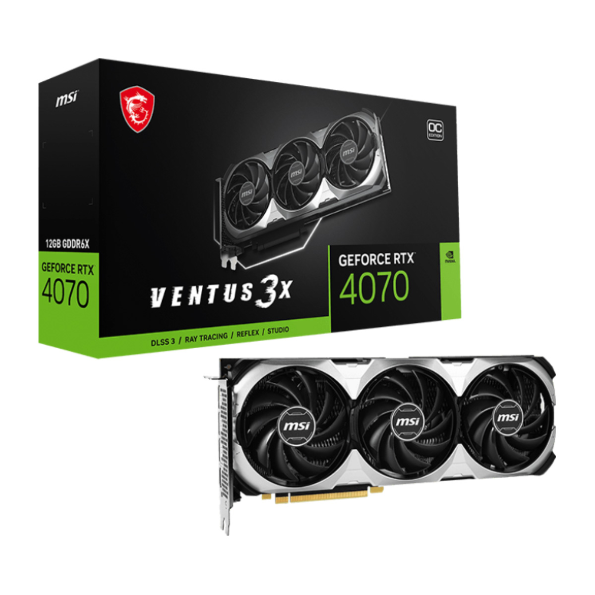 Placa de Vídeo GeForce RTX 4070 12GB GDDR6 192bits - MSI - Ventus 3X E1 OC Edition - 912-V512-027