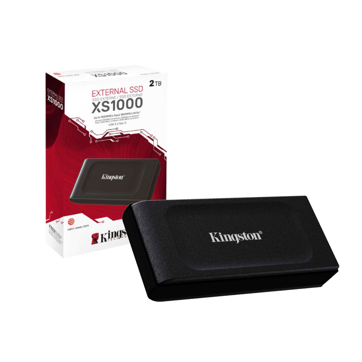 SSD Externo 1TB Kingston XS1000 - Portátil - USB 3.2 - 1050MB/s - Preto - SXS1000/1000G