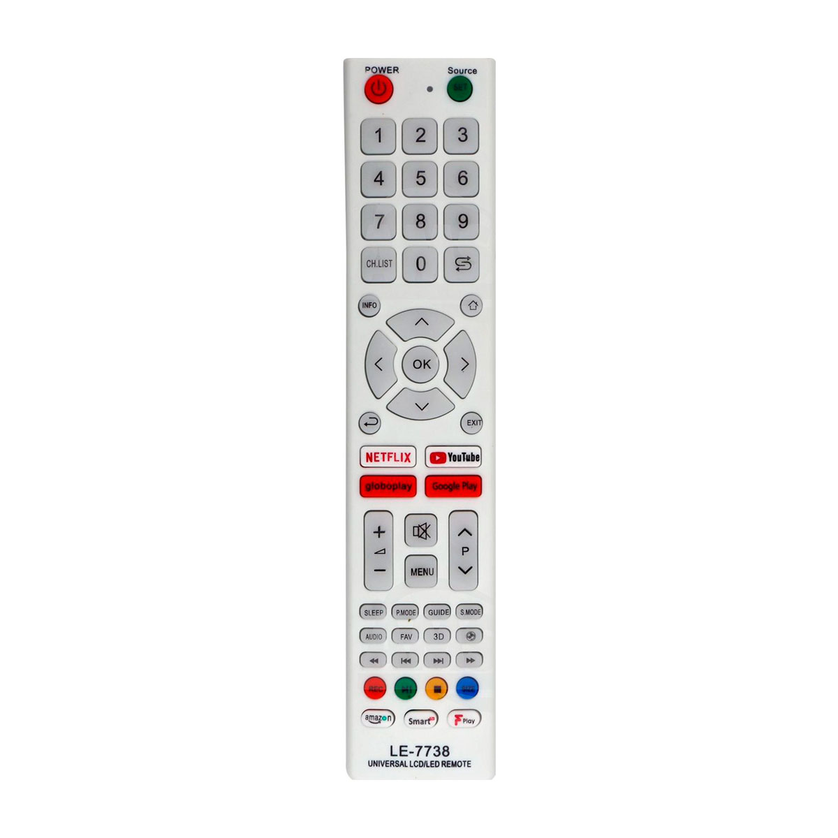 Controle Remoto Universal para Smart TV - Compatível com as Principais Marcas - Branco - 22701