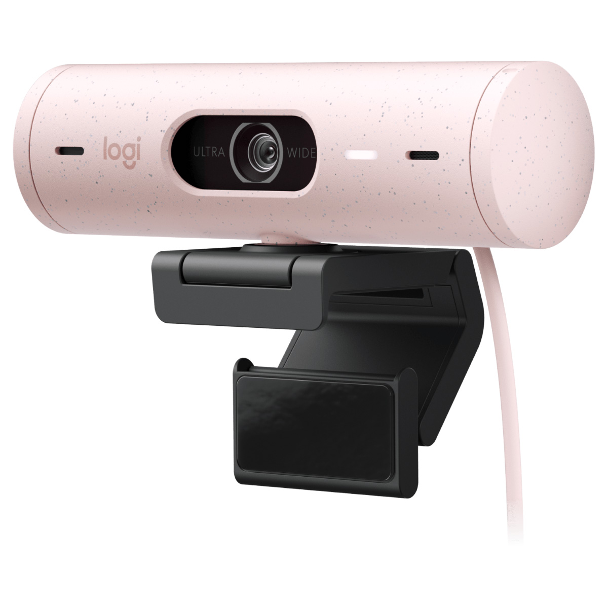 Web Câmera Logitech Brio 500 - Video Chamada e Gravações em Full HD - Microfone Duplo - Rosa - 960-001418