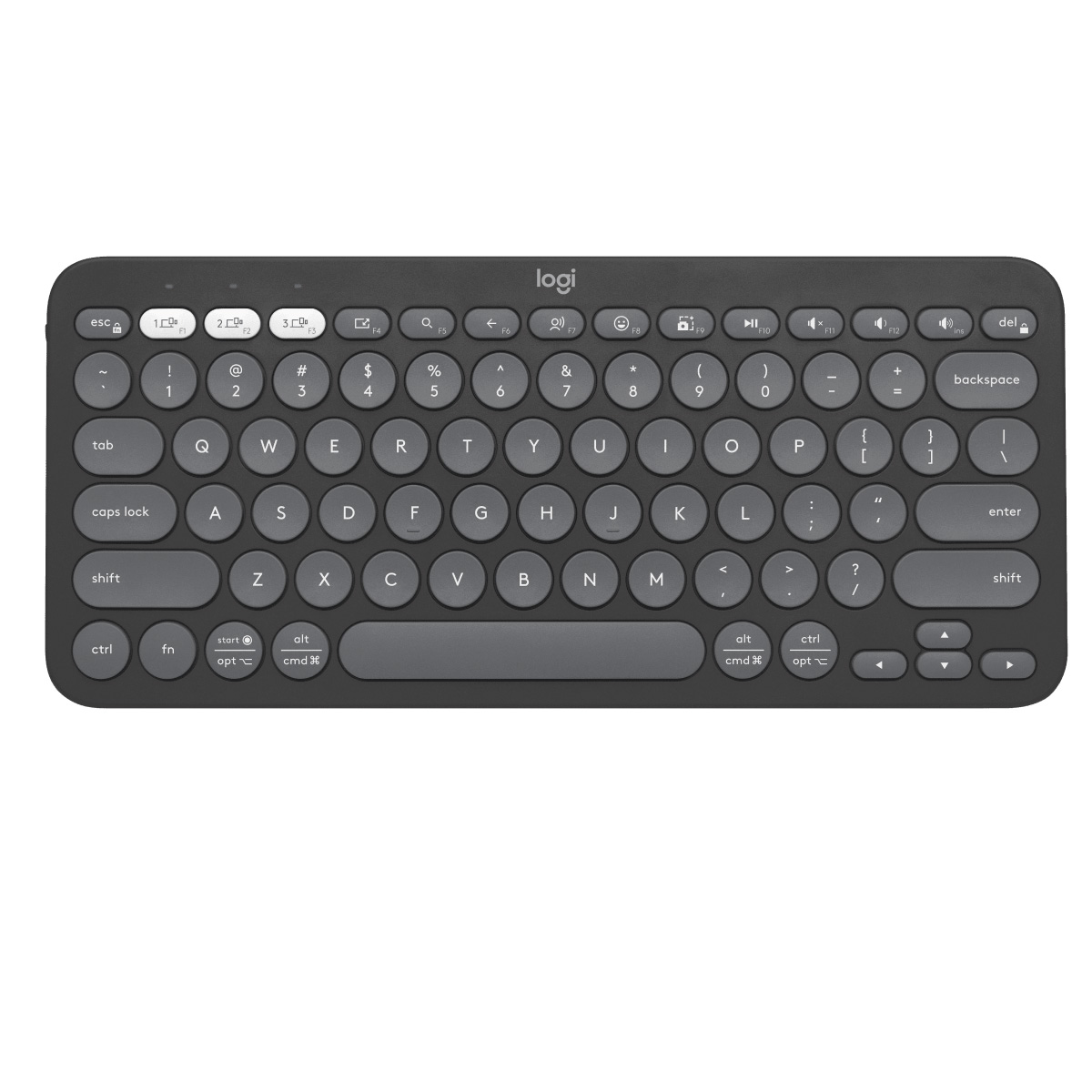 Teclado sem Fio Logitech Pebble Keys 2 K380S - Padrao US - Grafite - Bluetooth - Logi Bolt - 920-011789