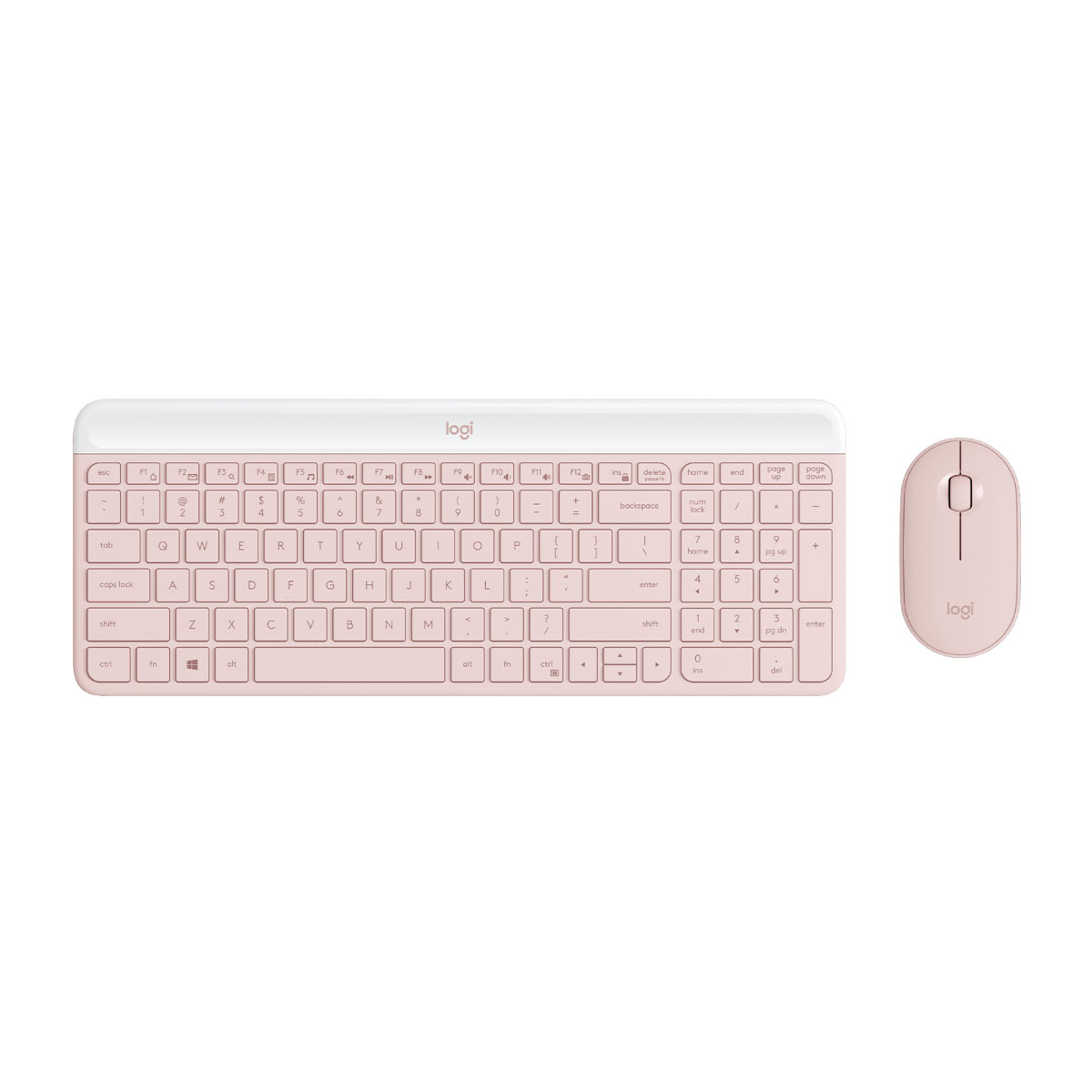Kit Teclado e Mouse sem Fio Logitech MK470 - Padrão US - Utra Slim - 1000dpi - Receptor USB - Rosa - 920-011313