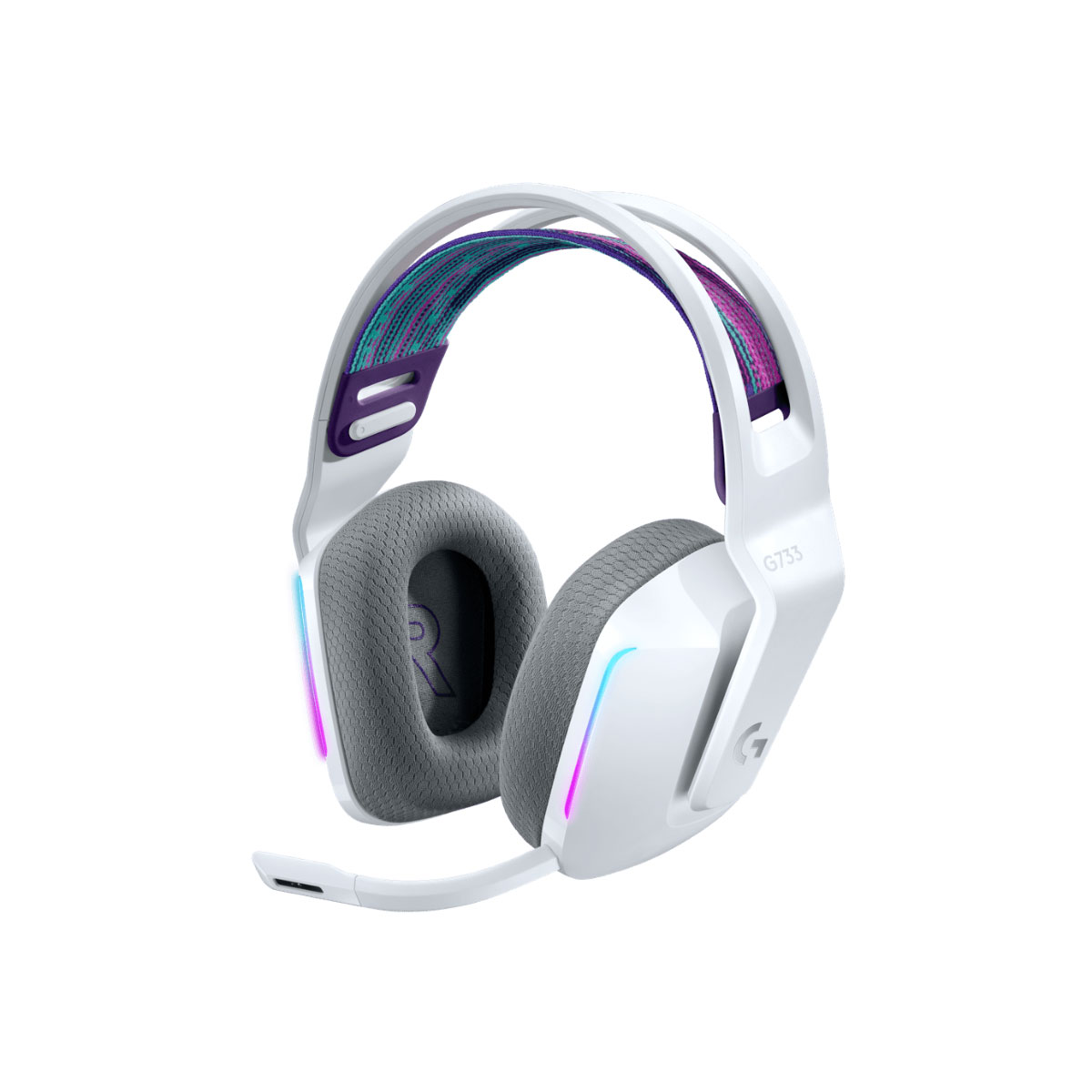 Headset Gamer sem Fio Logitech G733 - 7.1 Dolby Sorround - G HUB - Drivers Pro-G 40mm - RGB - Branco - 981-000882
