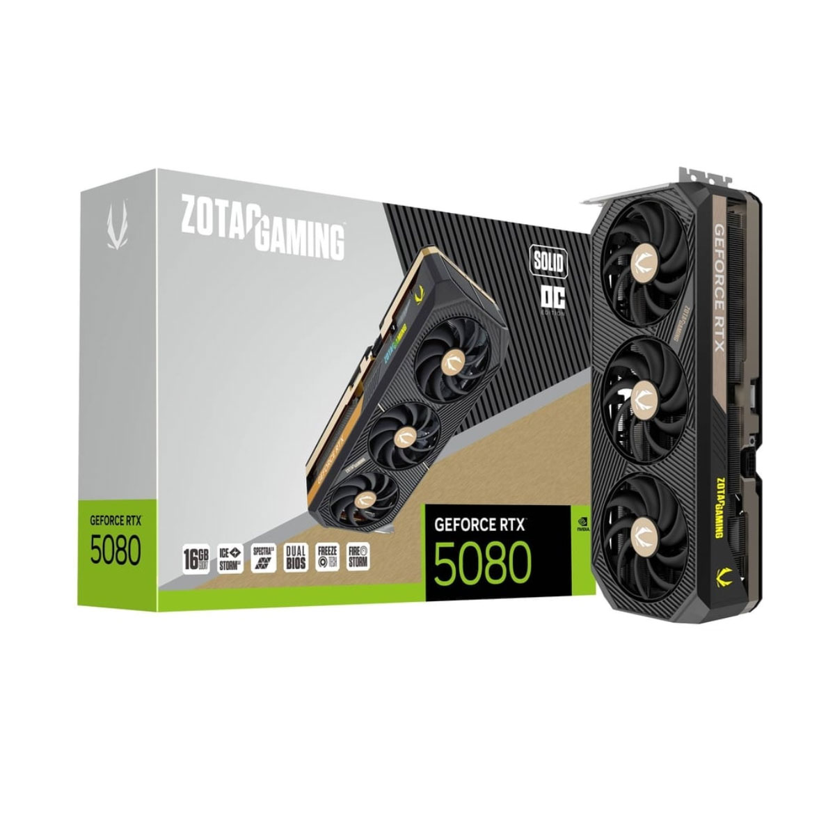 Placa de Vídeo GeForce RTX 5080 16GB GDDR7 256bits - Solid OC Edition - DLSS 4 - Zotac ZT-B50800J-10P
