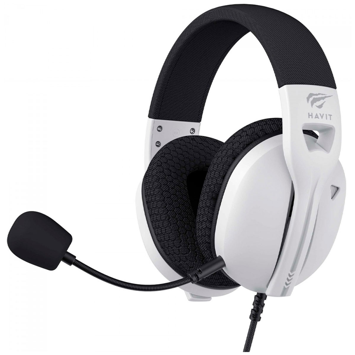 Headset Gamer Havit Fuxi H5D - Drivers 50mm - Microfone - Conexão P2 - Branco e Preto - HVGMH-FUXI-H5D-WB
